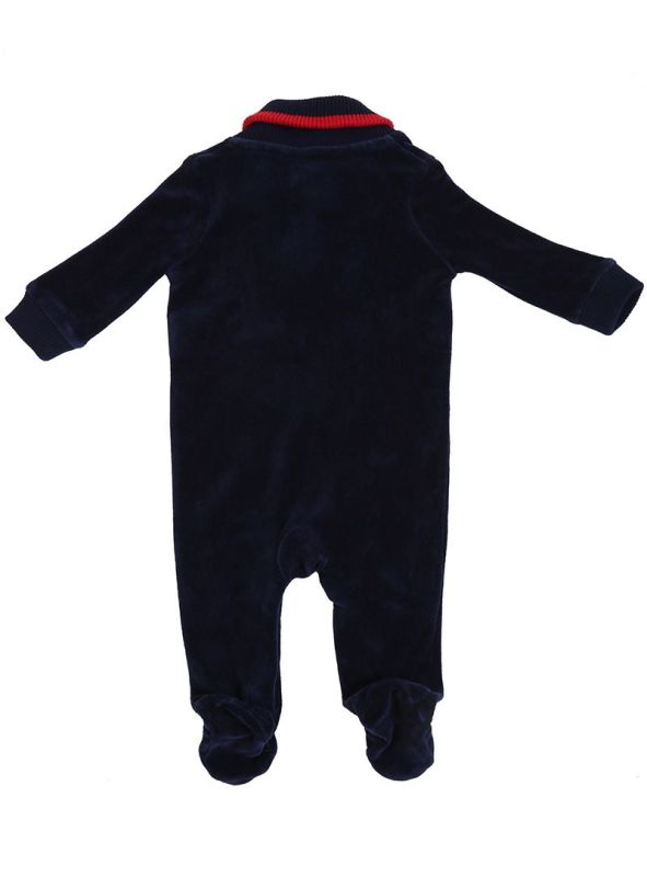 POLO RALPH LAUREN NAVY BLUE VELOUR ROMPER