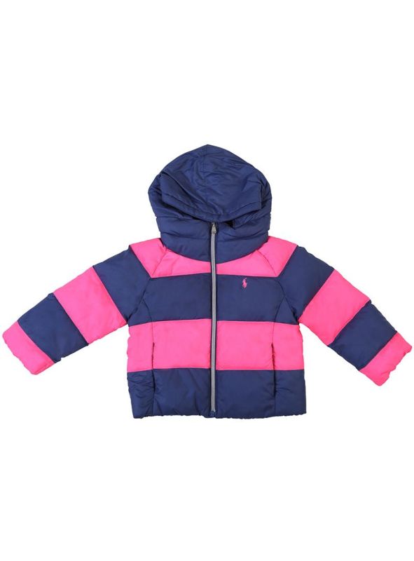 POLO RALPH LAUREN PINK & PURPLE QUILTED DOWN FEATHER HOODIE