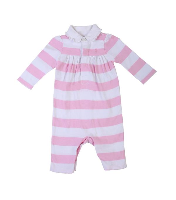 POLO RALPH LAUREN PINK & WHITE STRIPED POLO ROMPER