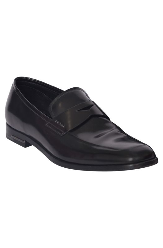 Prada BlackLeather Slip on Loafers