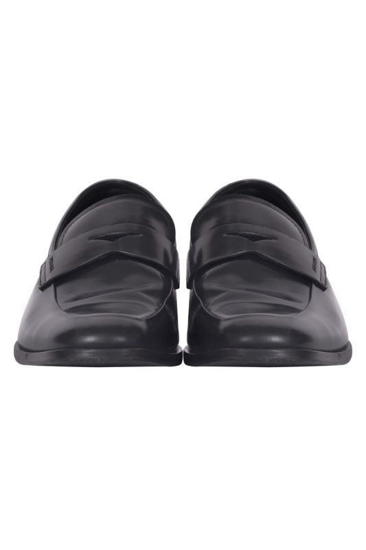 Prada BlackLeather Slip on Loafers