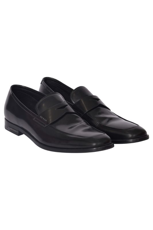 Prada BlackLeather Slip on Loafers