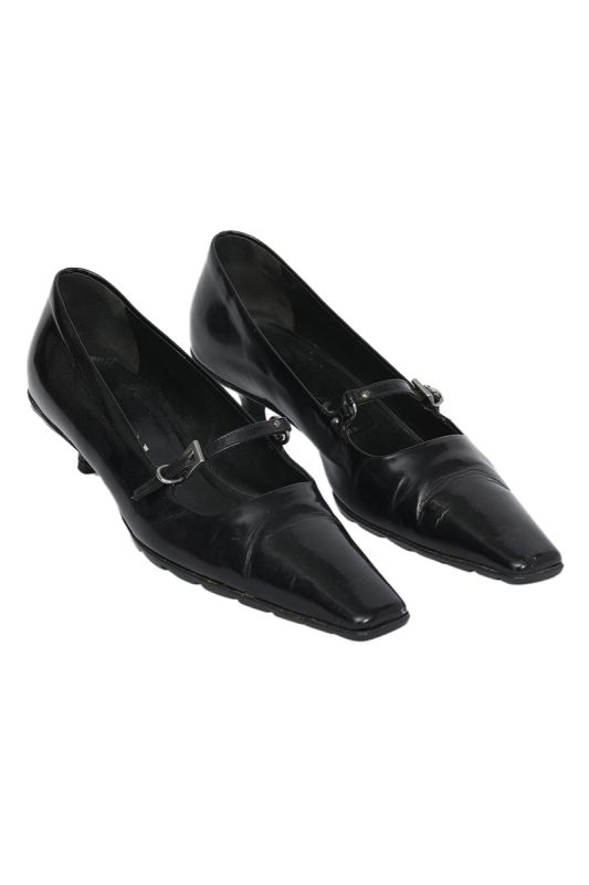 Prada Black Mary Jane Style Kitten Heels