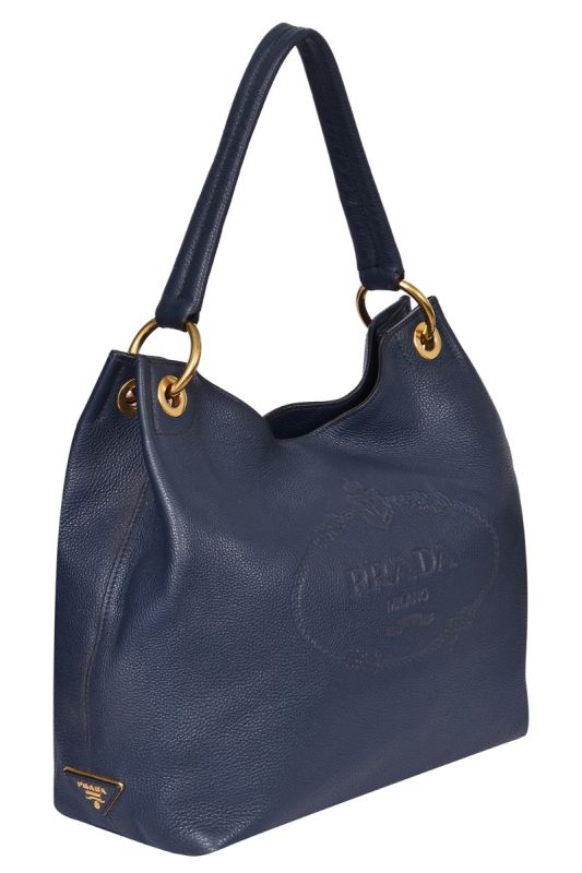 Prada Blue Leather Cervo Hobo Bag