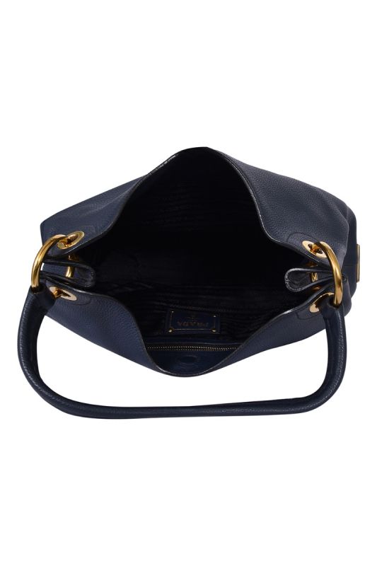 Prada Blue Leather Cervo Hobo Bag