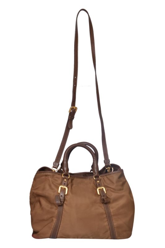 Prada Brown Nylon Bauletto Bag