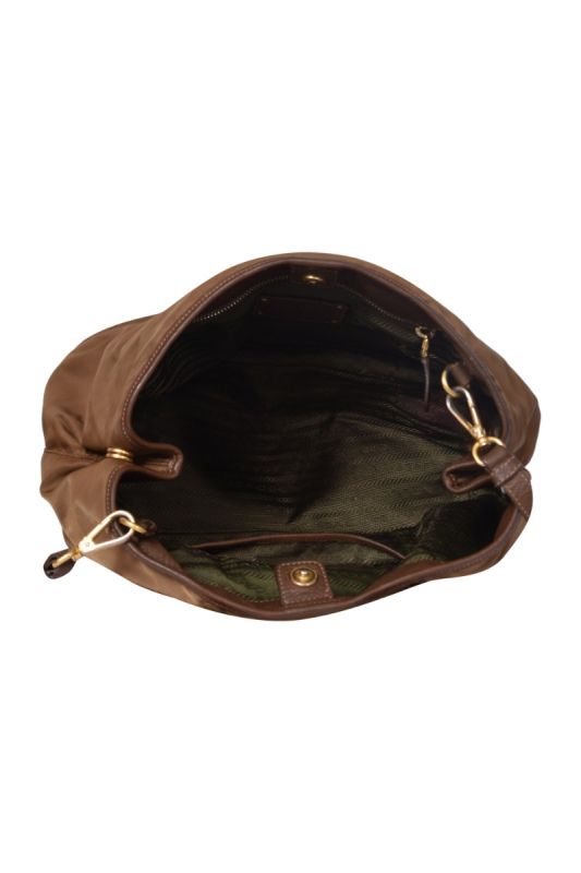 Prada Brown Nylon Bauletto Bag