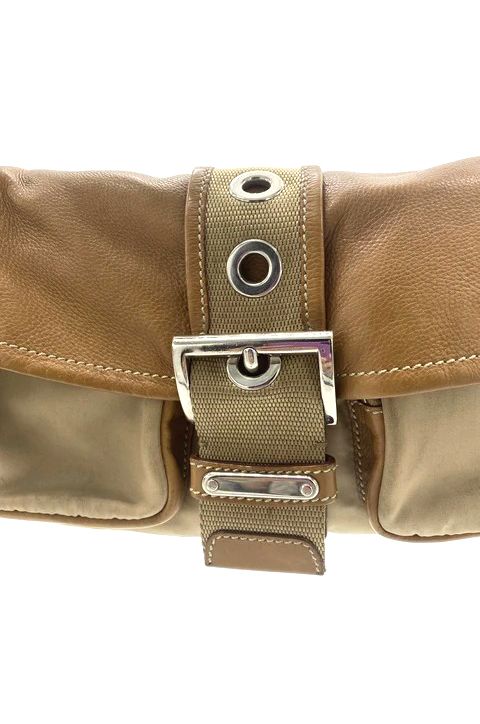 PRADA BUCKLE LEATHER AND NYLON BAG