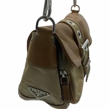 PRADA BUCKLE LEATHER AND NYLON BAG