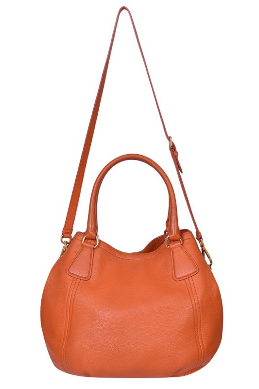 Prada Burnt Orange Vitello Diano Leather Snap Shoulder Bag