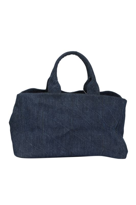 Prada Denim Canapa Studded Handbag