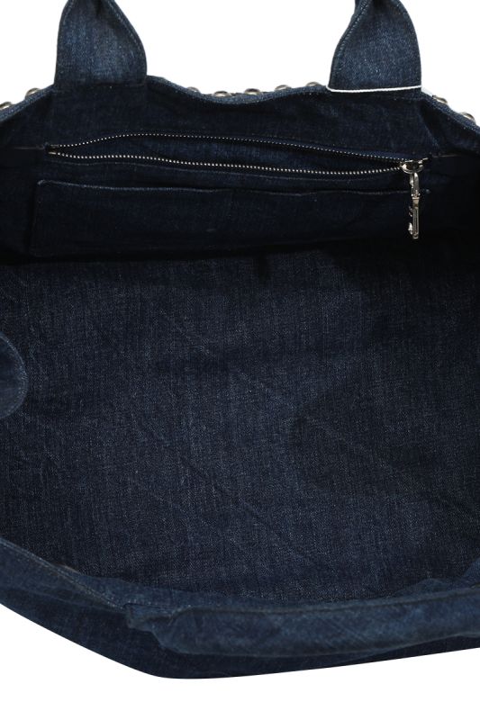 Prada Denim Canapa Studded Handbag