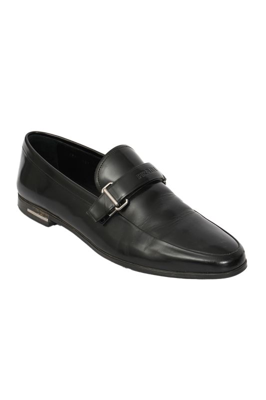 Prada EU 42.5 Black Leather Loafers