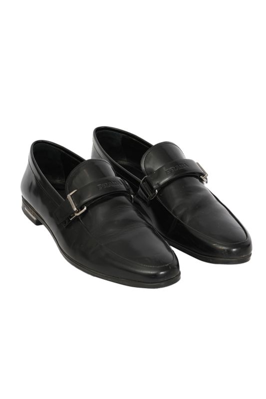 Prada EU 42.5 Black Leather Loafers