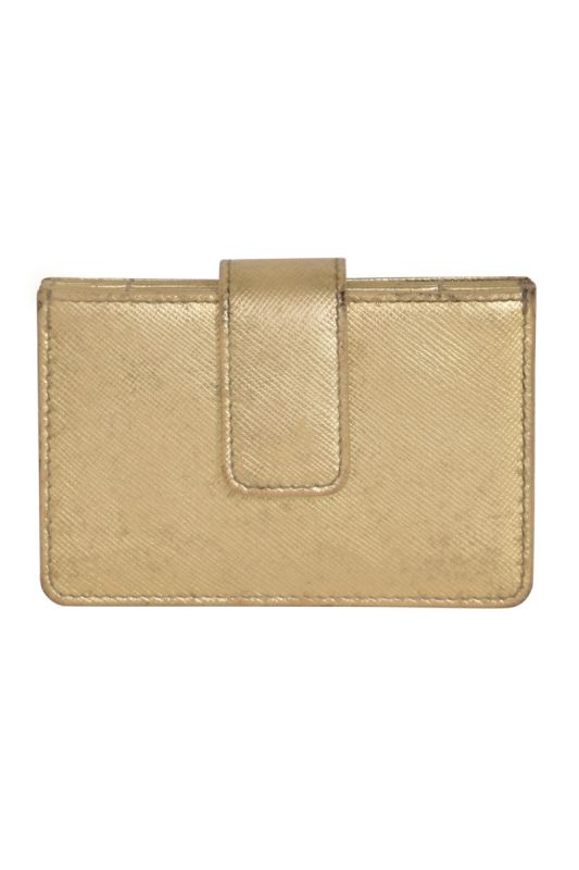 Prada Gold Saffiano Card Holder