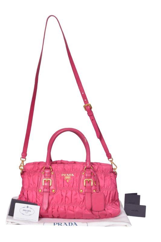 Prada Hot Pink Nylon Gaufre Handbag