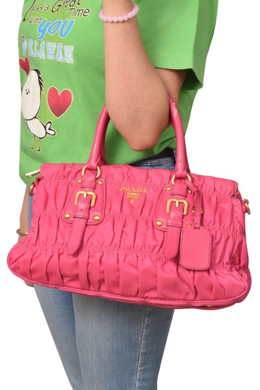 Prada Hot Pink Nylon Gaufre Handbag
