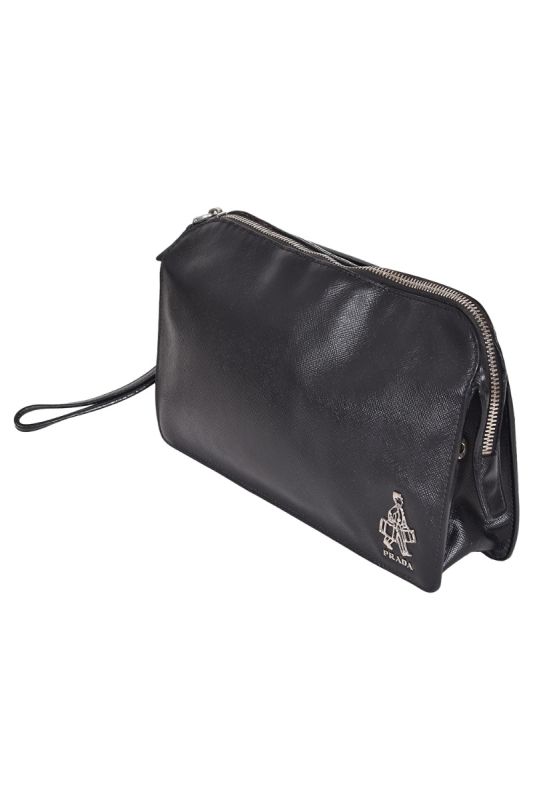 Prada Logo Plaque Wristlet