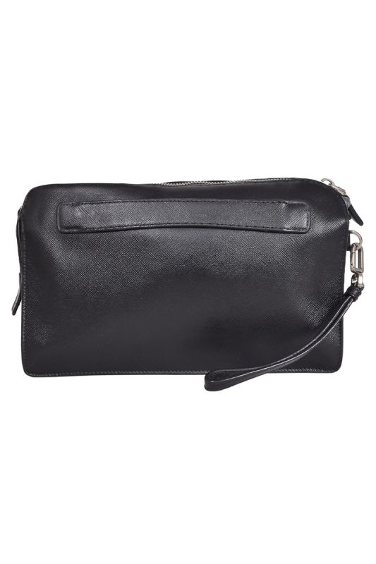 Prada Logo Plaque Wristlet