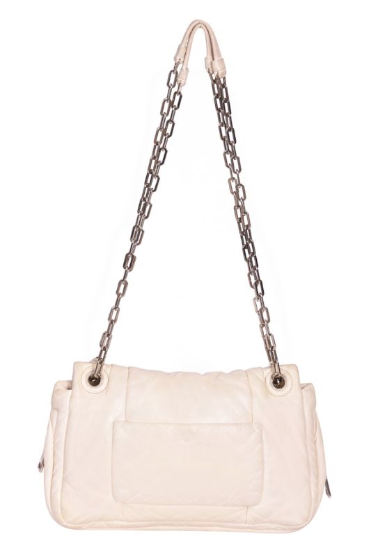 Prada NappaBomber Flap White Chain Shoulder Bag