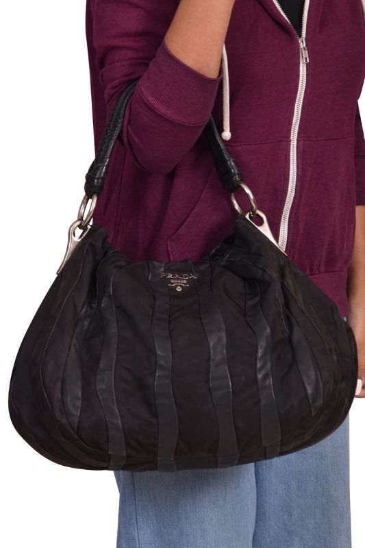 Prada NappaTessuto Nylon MordoreStripes Bag