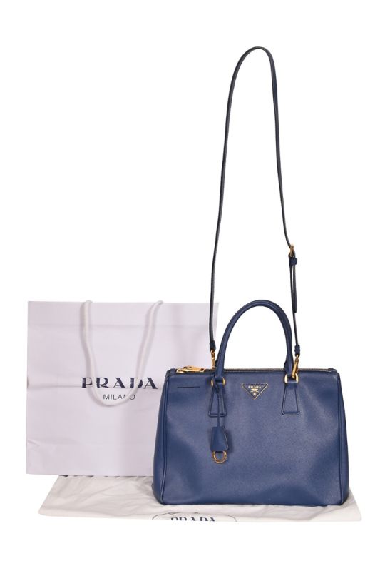 Prada Navy Blue Saffiano Lux Leather Bag