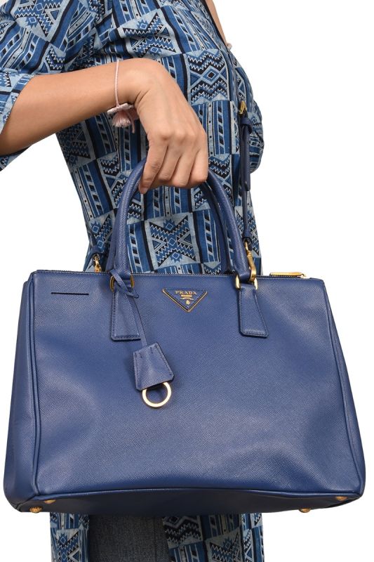 Prada Navy Blue Saffiano Lux Leather Bag