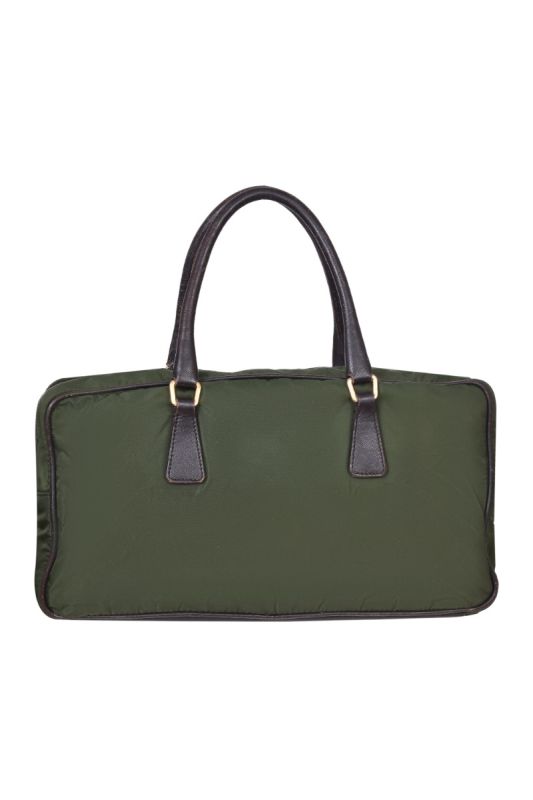 Prada Olive Green Nylon Zip-Around Handbag
