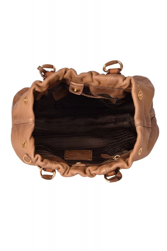 Prada Ombre Deerskin Light Brown Leather Hobo Bag