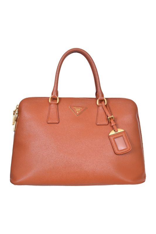 Prada Orange Saffiano Leather Handba