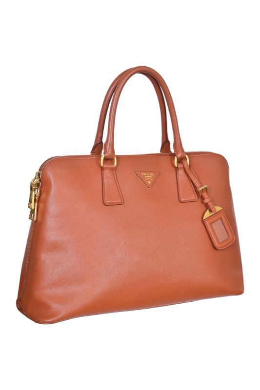 Prada Orange Saffiano Leather Handba