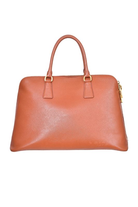 Prada Orange Saffiano Leather Handba