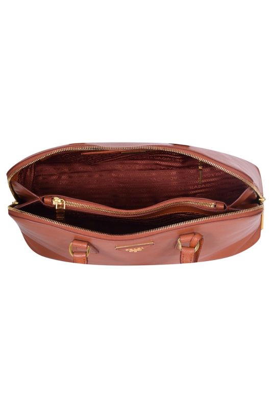Prada Orange Saffiano Leather Handba