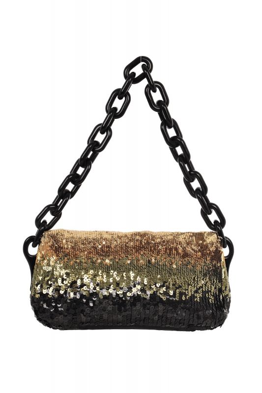 PRADA ORO PAILLETTES RESIN CHAIN SHOULDER BAG