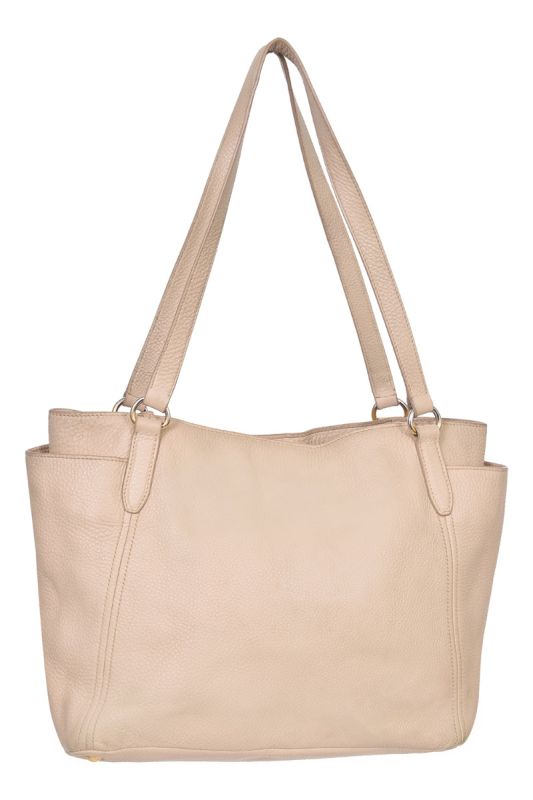 Prada Pebbled Leather Beige Tote Bag