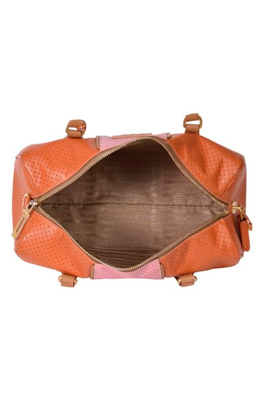 Prada Perforated Saffiano Fori Striped Shoulder Bag