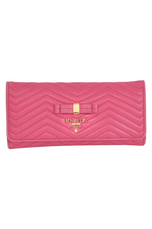 Prada Pink Leather Logo Wallet