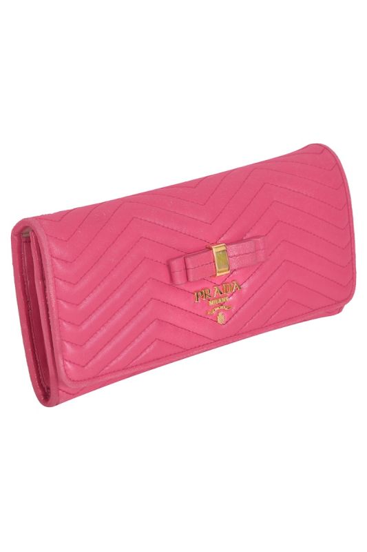 Prada Pink Leather Logo Wallet