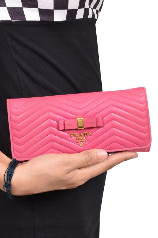 Prada Pink Leather Logo Wallet