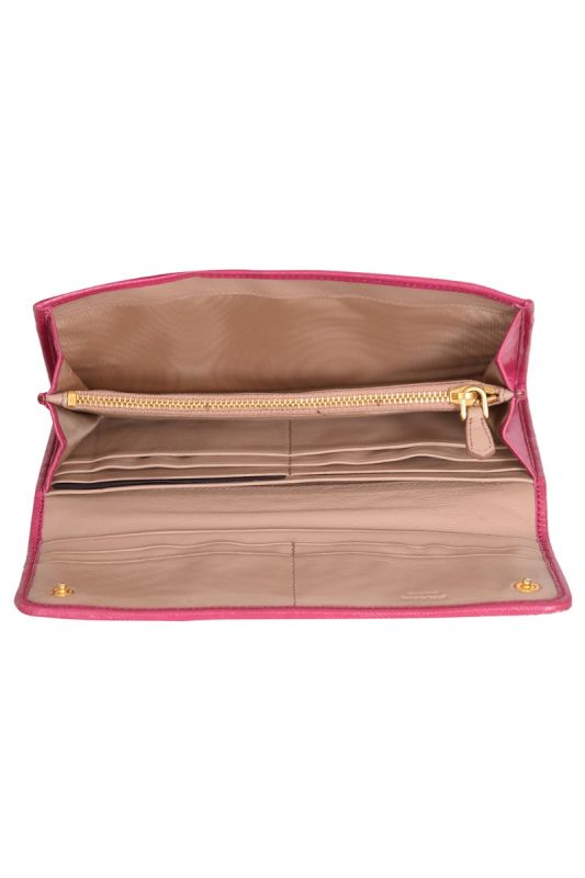 Prada Pink Leather Logo Wallet