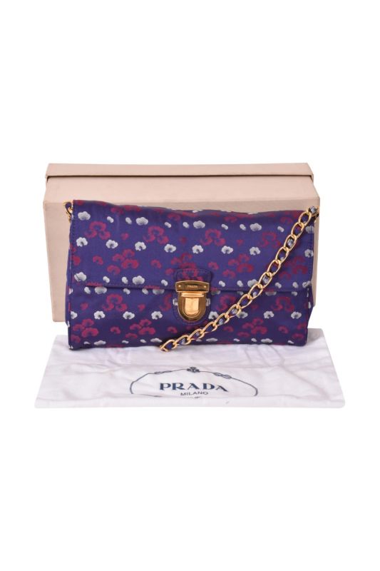 Prada Printed Fabric Pushlock Flap Sling Bags