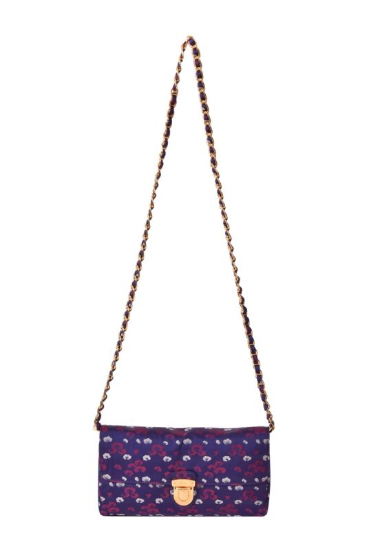 Prada Printed Fabric Pushlock Flap Sling Bags