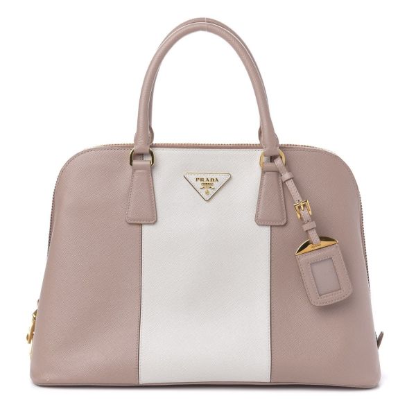 PRADA SAFFIANO LUX BI-COLOR PROMENADE CAMMEO TALCO TOTE BAG