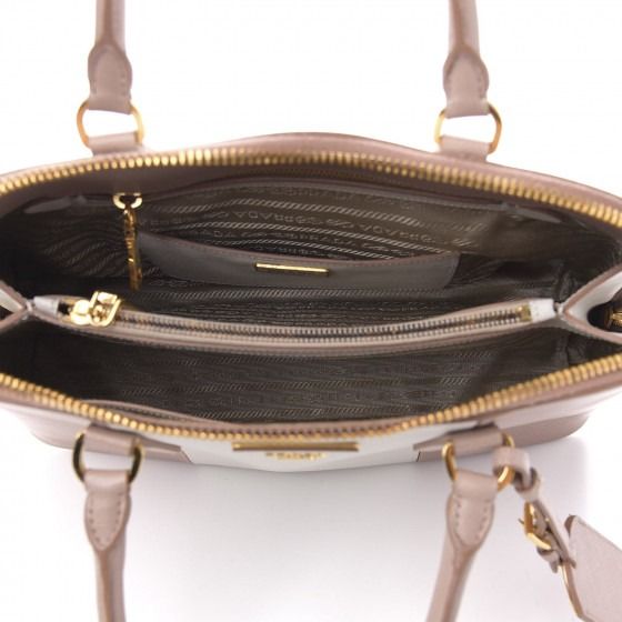 PRADA SAFFIANO LUX BI-COLOR PROMENADE CAMMEO TALCO TOTE BAG