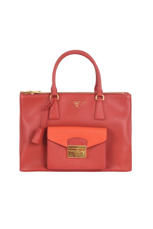 PRADA SAFFIANO LUX WITH CARGO POCKET TOTE BAG