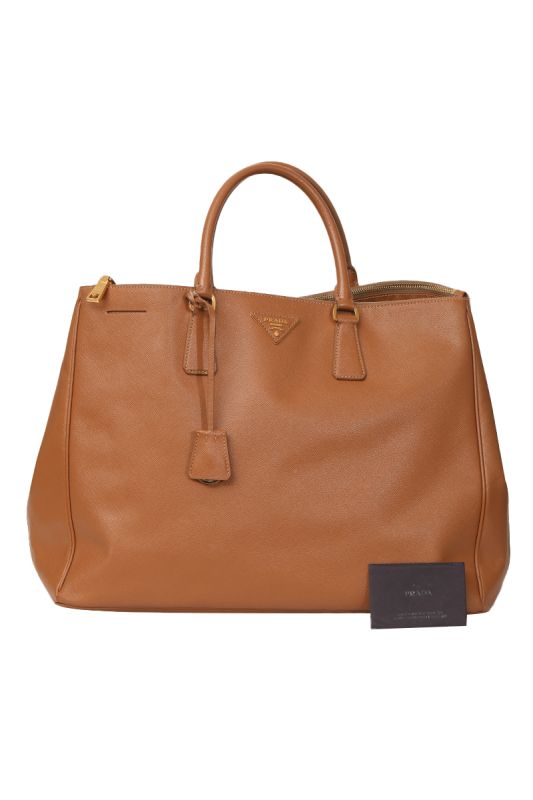 PRADA SAFFINO LUX LARGE TOTE CARAMEL