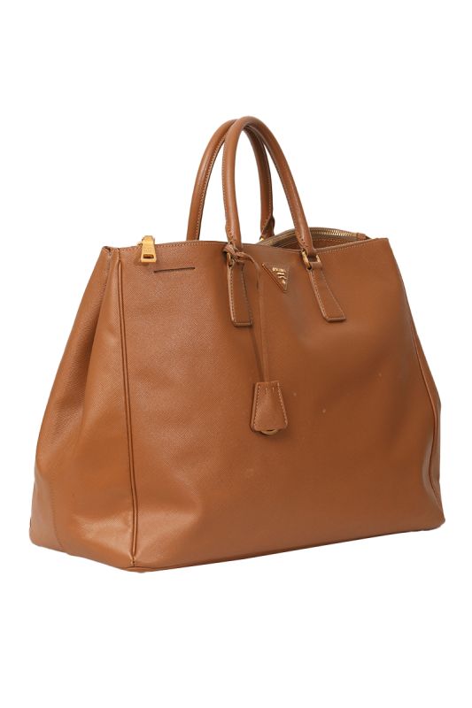 PRADA SAFFINO LUX LARGE TOTE CARAMEL