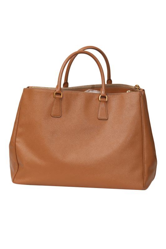 PRADA SAFFINO LUX LARGE TOTE CARAMEL