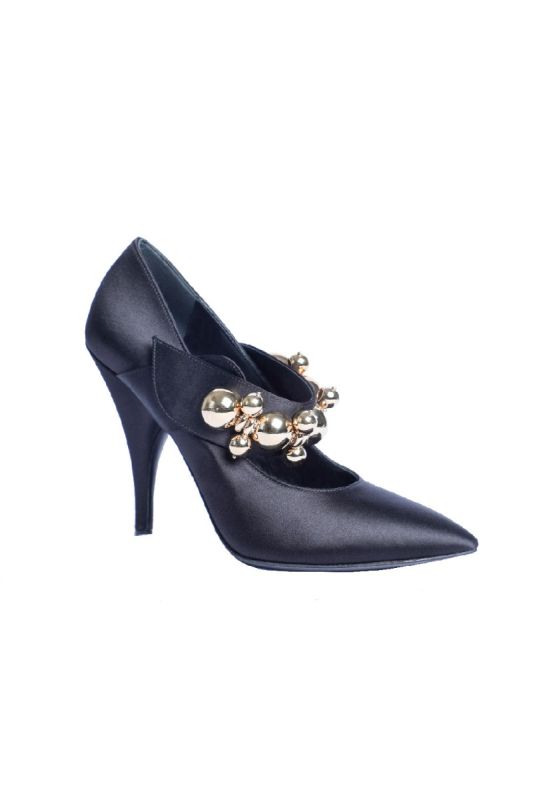 Prada Satin Black Pearl Strap Heels