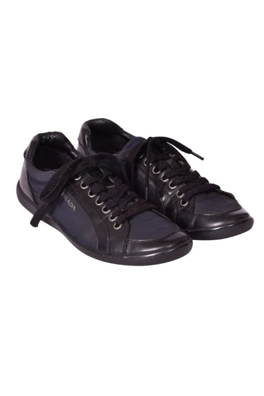 Prada Sports Black Nylon & Leather Sneakers